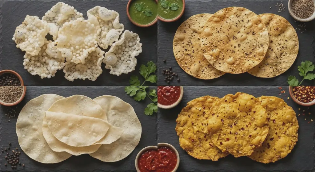 Comparison of 4 types of air fried papad including sabudana and urad dal - ourkitchen.in guide